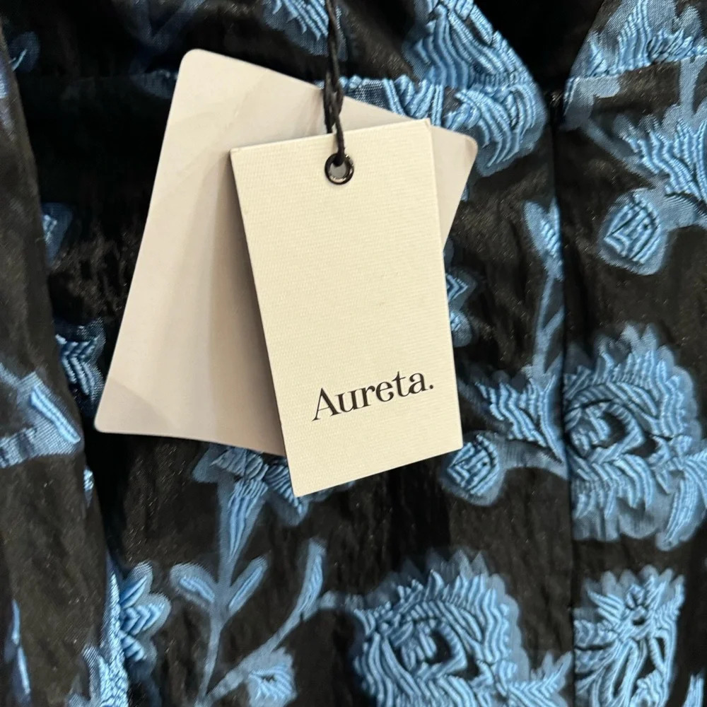 Free People Aureta Georgia Mini Dress NEW Size XS Formal Puff Sleeve Blue Floral - Picture 10 of 13